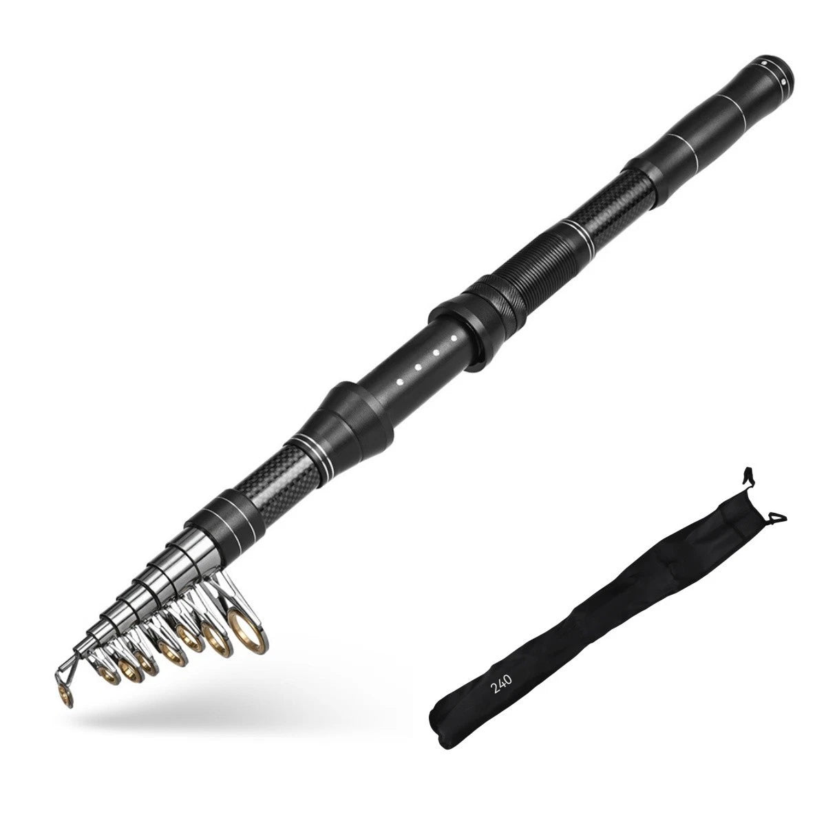 Short Section Carbon Sea Fishing Rod Travel Spinner Lure Rod 240cm