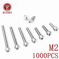 1000pcs M2 Stainless Steel 304 Hex Hexagon Socket Head Cap Screws Bolts DIN912
