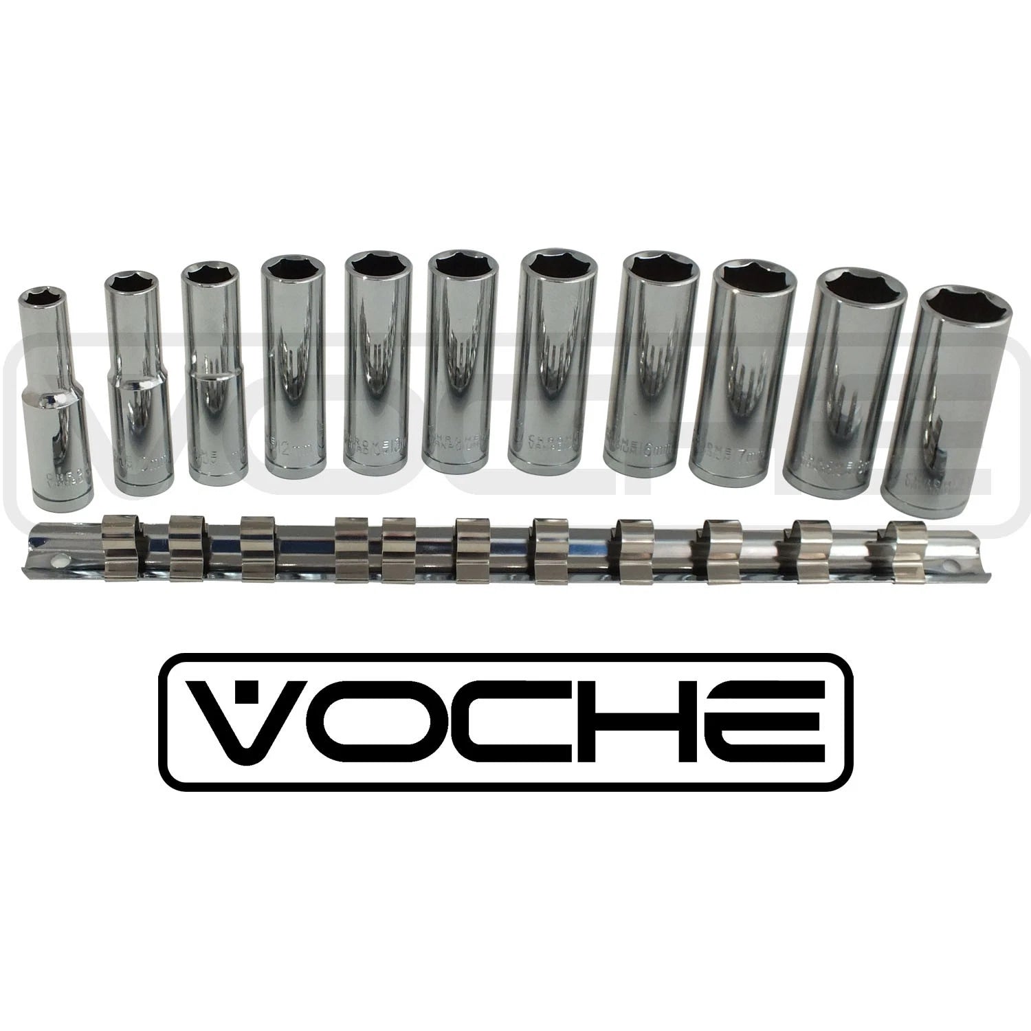 Voche® 3/8" Drive Heavy Duty Metric Deep Socket Set 8-19mm Crv Dr