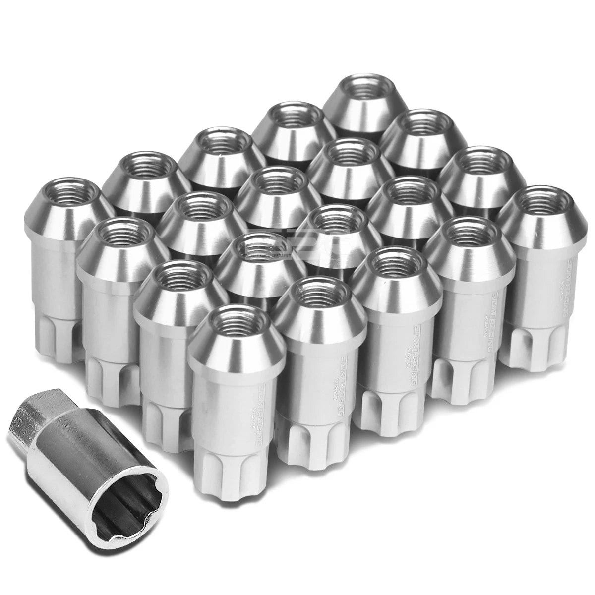 Open End M12x1.25 50mm Tall 25mm Od Silver Aluminum Jdm Lug Nuts+lock