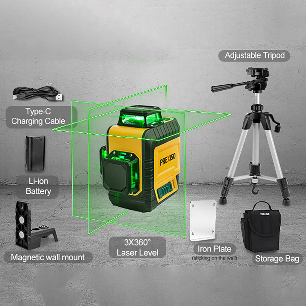 PREXISO 3x360° Green Laser Level by PREXISO