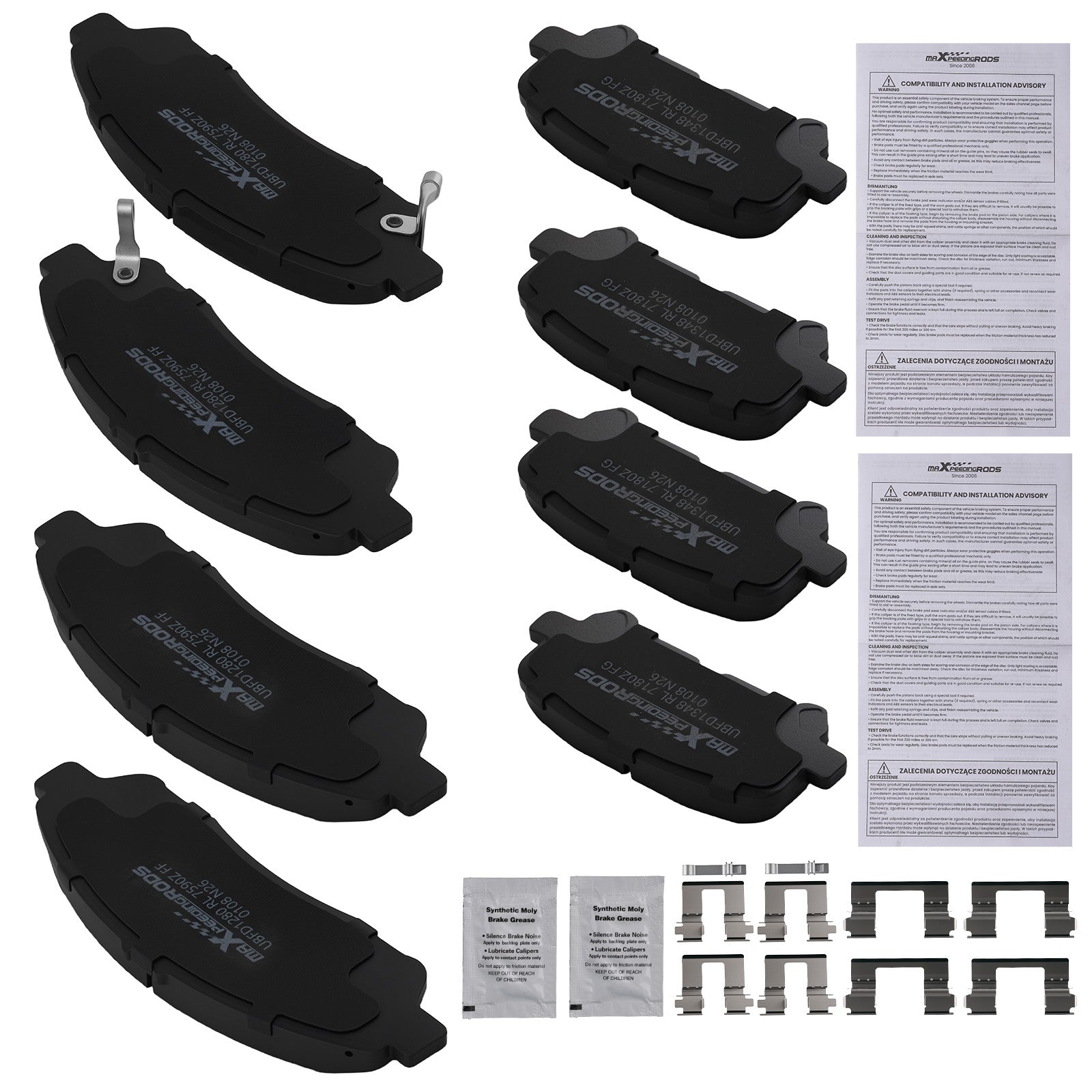 Front Rear L&R Brake Pads Kit for Honda Pilot 2009-2015 Acura MDX