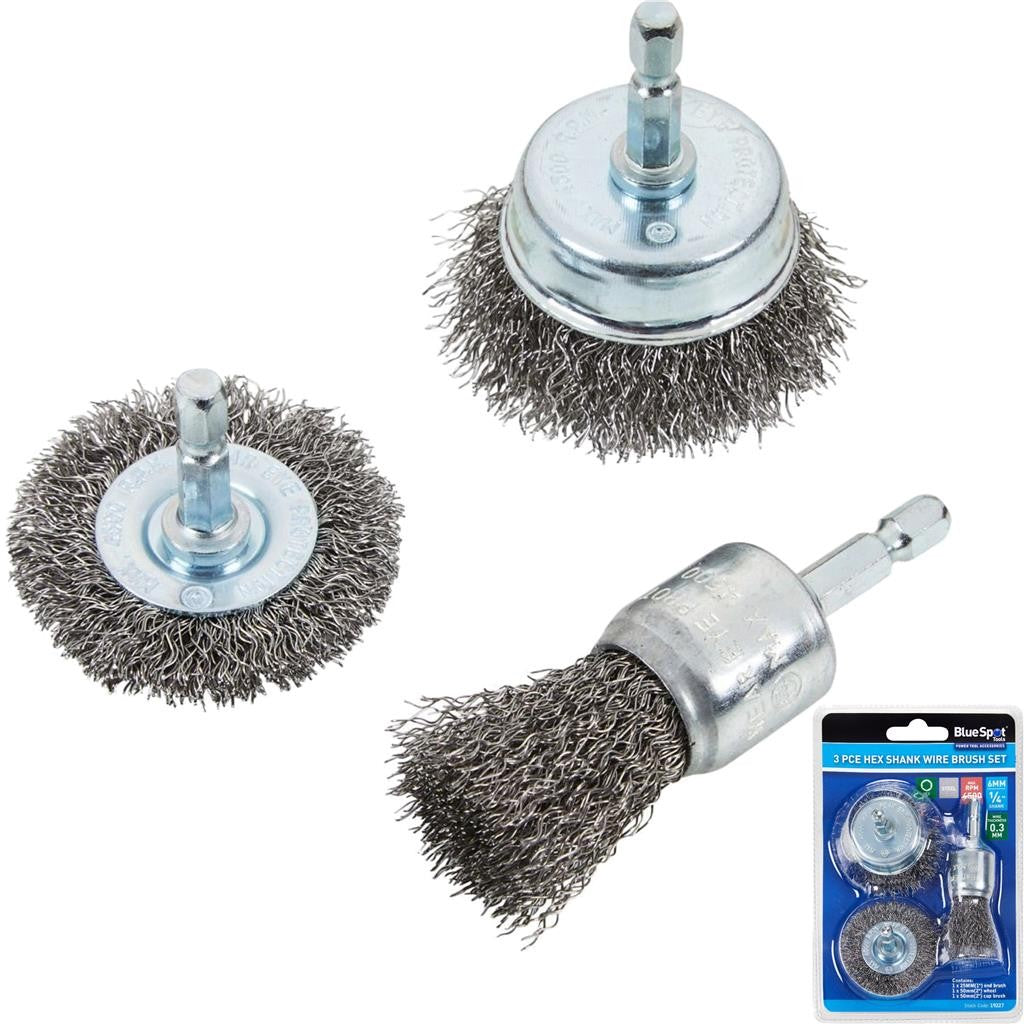 Bluespot 3pc Wire Cup Brush Set