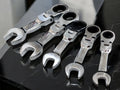 Flexi Stubby Ratchet Spanner Set 10-19mm Metric Wrenches Geared 72