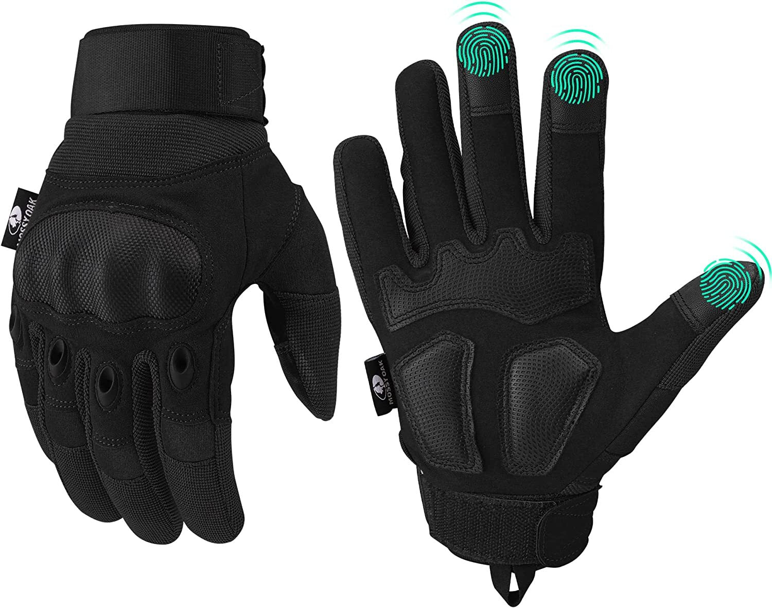 Mossy Oak Tactical Glove Touchscreen Faux Leather Black Wrist Support Breathable