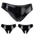 Women Panties Crotchless Briefs Wetlook Leather Thongs Low Rise