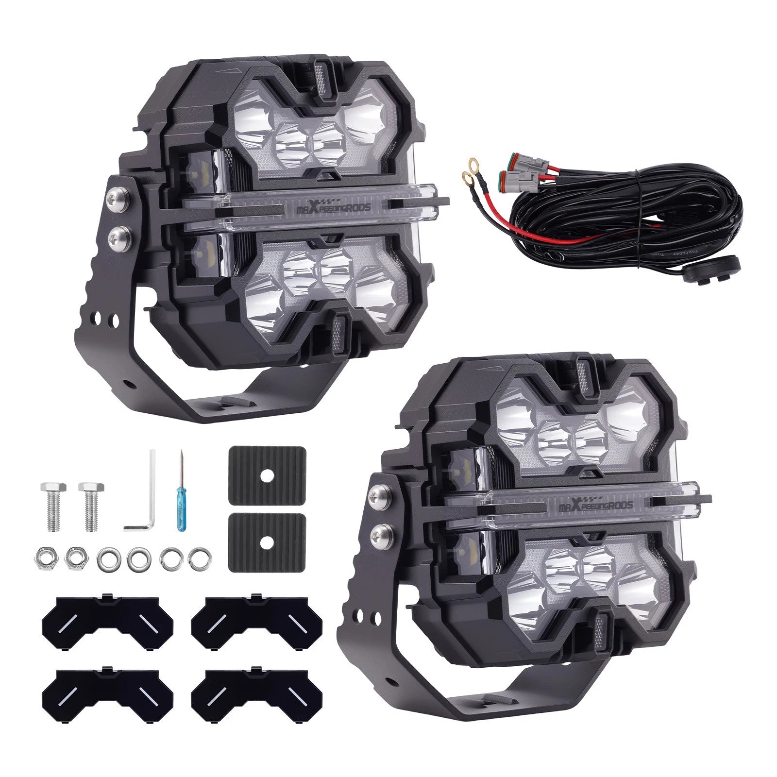 Square Led Work Light Pods 332W Spot+flood For Atv | Built Supply Co