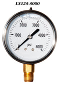 Pressure Gauge Liquid Filled 0-5000PSI ,2.5” Face, 1/4" Lm Npt