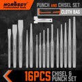 17PC Punch and Chisel Set Taper/Pin/Center Punch Cold Chisels With