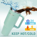 HAUSHOF 40 oz Tumbler Stainless Steel Double Walled Insulated Mug w/Handle Straw