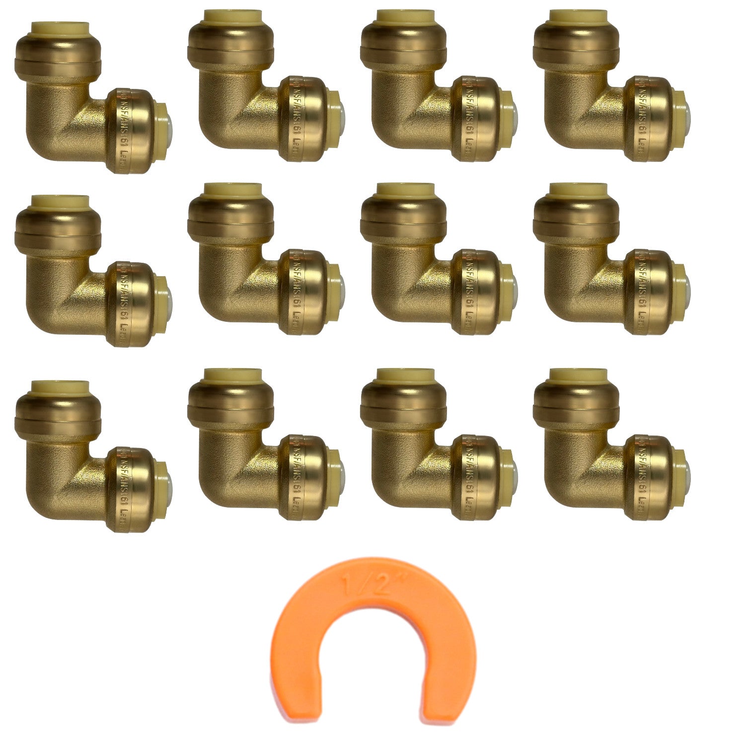 12 Pack XFITTING 1/2" Push Fit Elbow with 1 Free Discon