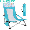 HAUSHOF High Back Beach Chair Folding Chair Mesh Back Low Seat Camping