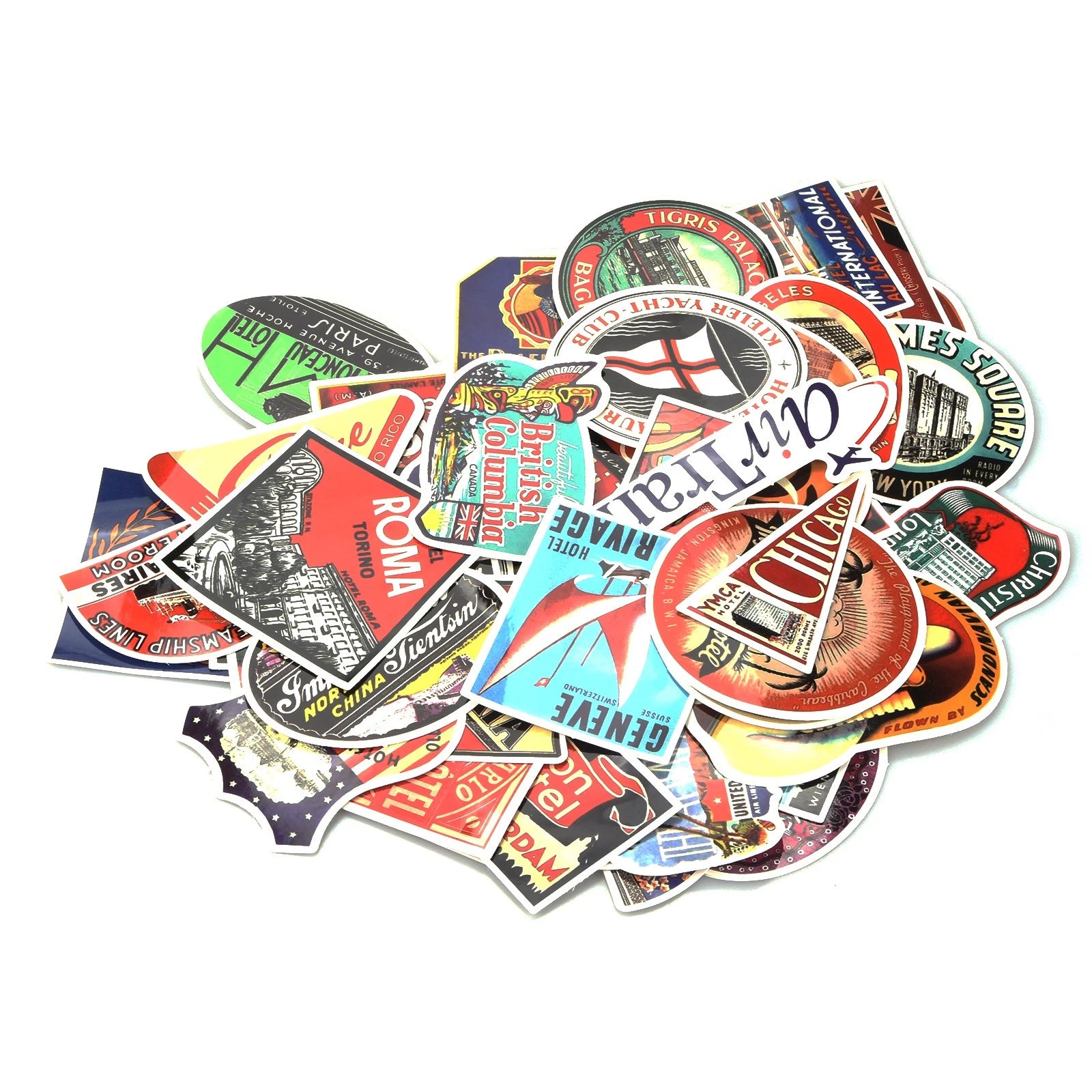 55pack Vintage International Hotel Pvc Stickers Graffiti Skateboard