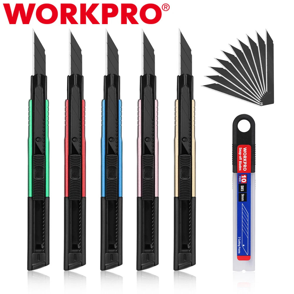 Workpro Utility Knife Retractable Snap-off Blade Heavy Duty Box