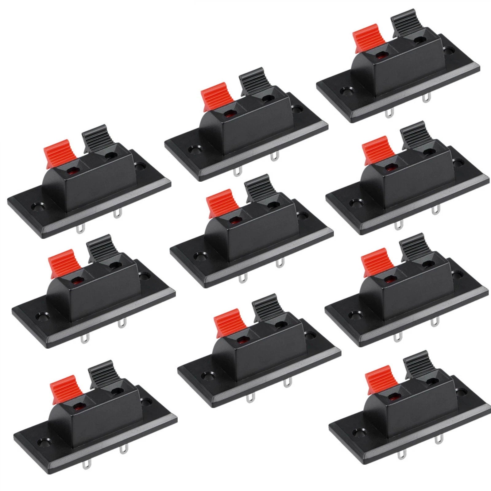 2 Way Stereo Speaker Terminal Strip Push Connector Plate Block Rated
