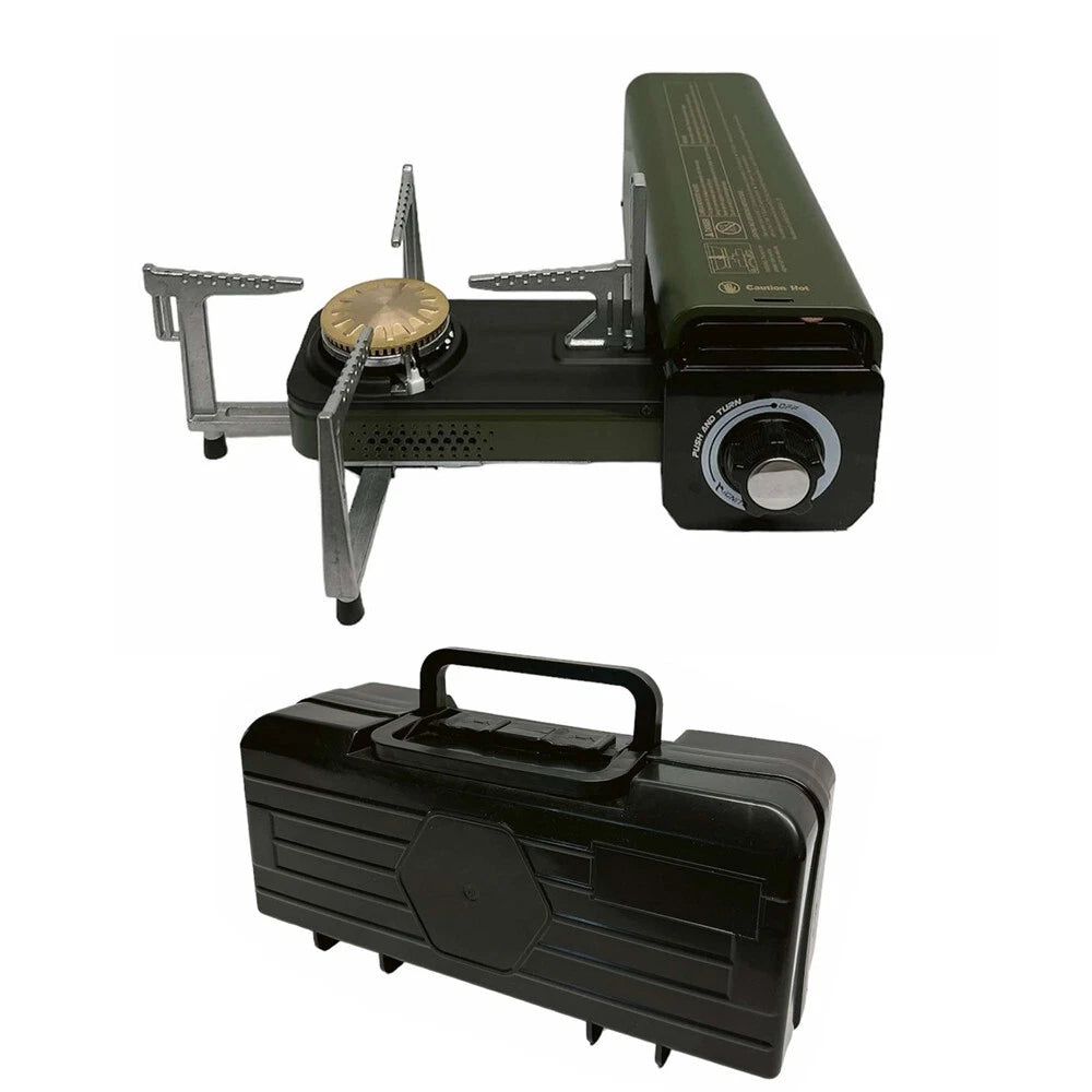 Green Portable Camping Gas Stove 7250btu Foldable Butane Stove W/