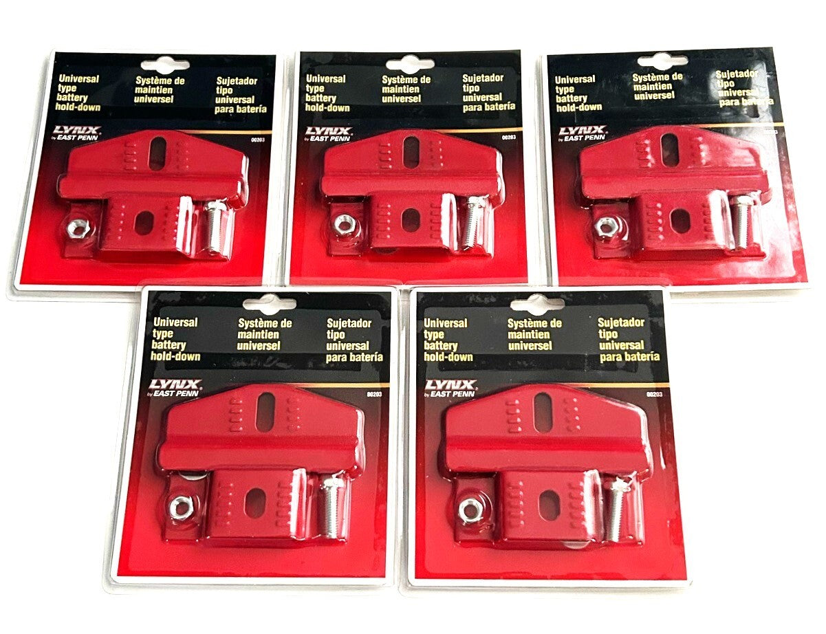 5 LYNX DEKA UNIVERSAL METAL BATTERY HOLD DOWN BRACKETS CAR TRUCK SUV 12V #00203O