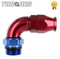 AN-6 (6AN JIC-6) To ORB-8 (3/4" UNF) 90 Degree ULTRAFLOW PTFE Hose Fitting