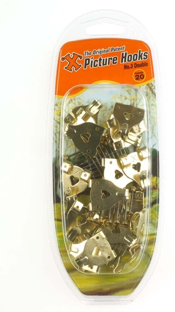 X-Hooks No.3 Large Brass Plated Picture Hooks (pack of 20)