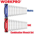 WORKPRO 12PIECE Premium Combination Wrench Set 12PT Wrench Sets Metric/SAE w/Bag