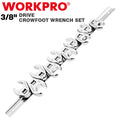 WORKPRO 3/8" Drive Crowfoot Flare Nut Wrench Set 10PCS Metric 10-19mm