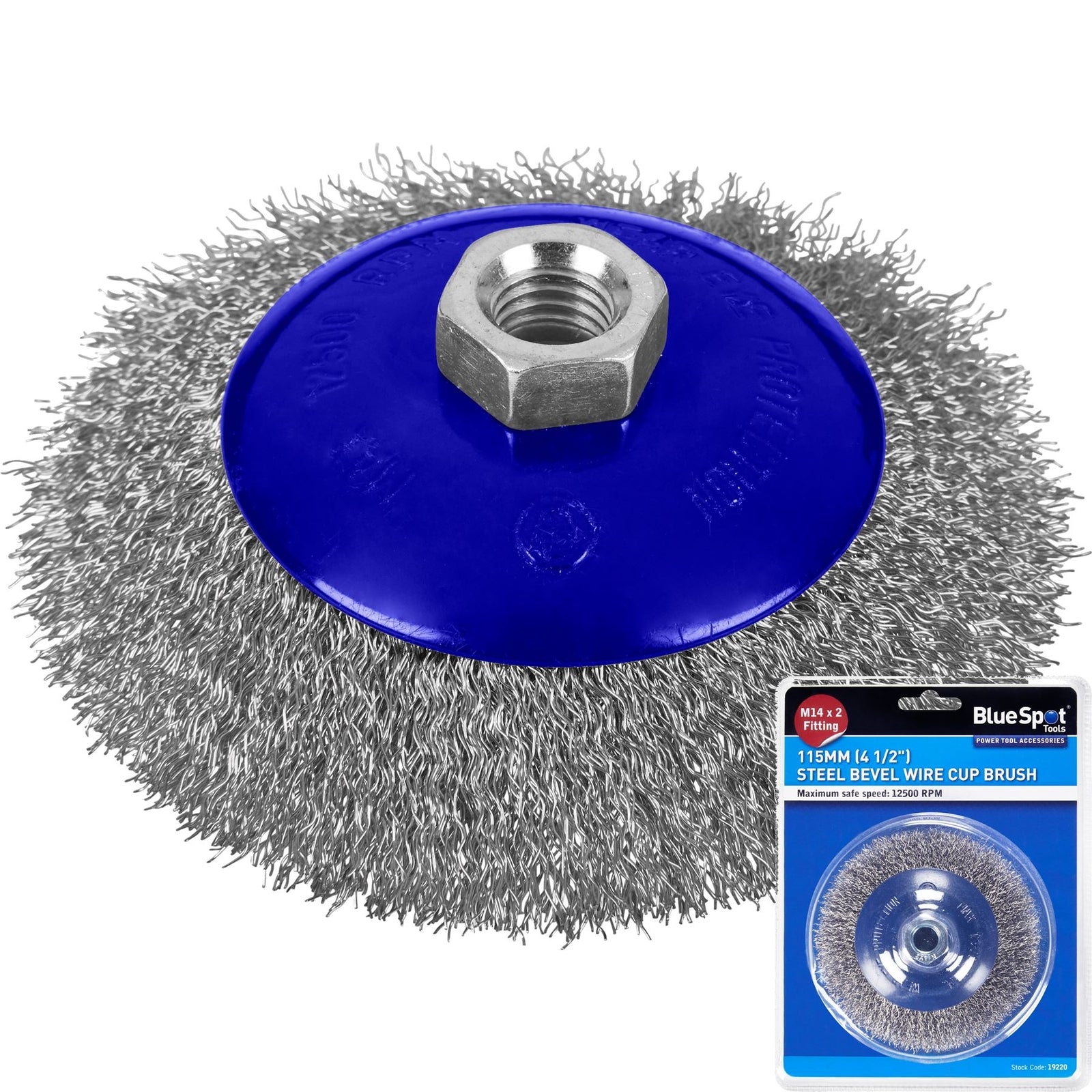 BlueSpot Steel Bevel Wire Cup Brush - 115mm by BlueSpot