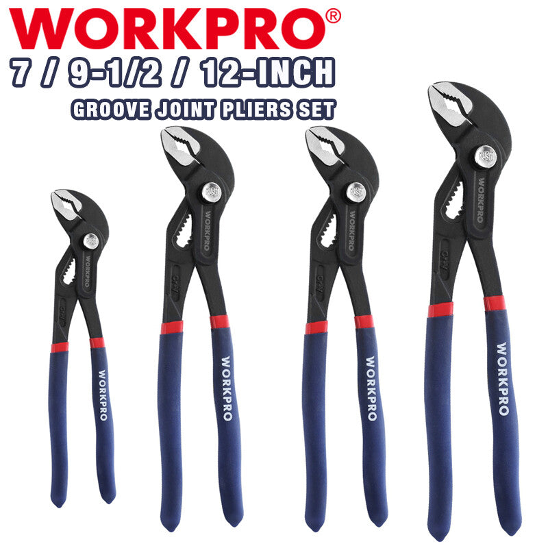 Workpro Groove Joint Plier Set 12 /7 /9-1/2inch Fast Adjustable Water