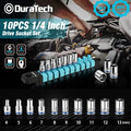 Duratech 1/4" Drive Socket Set Metric Socket Set 6-point Shallow