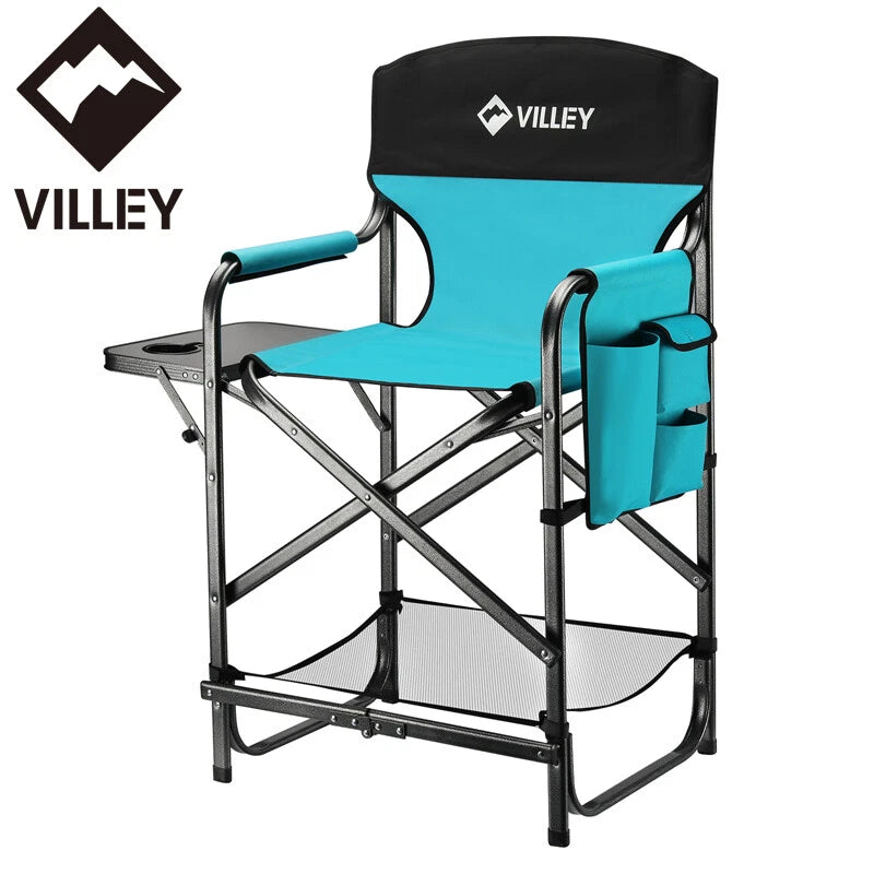 VILLEY Tall Director Chair Folding Camping Chair 900D Fabric Makeup Artist Chair