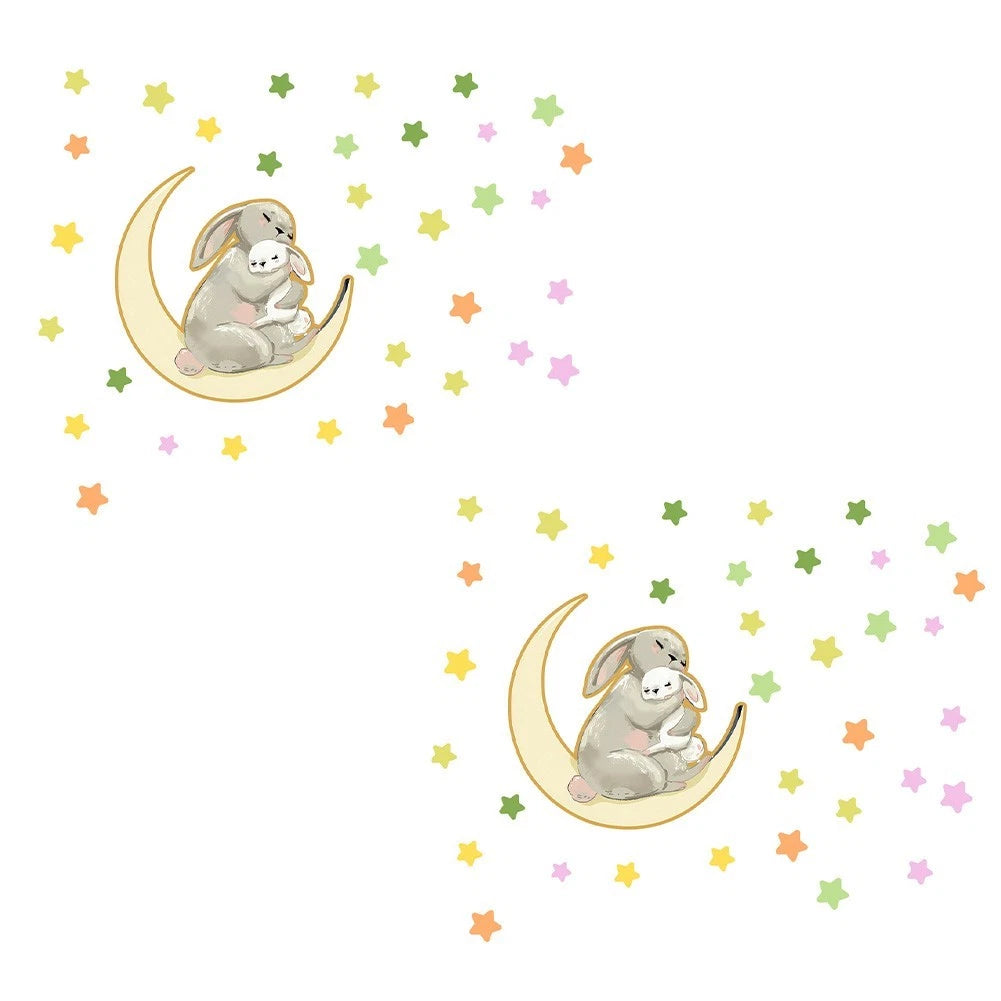 Children's Room Decoration Glow In The Dark Moon Bunny Wall Stickers