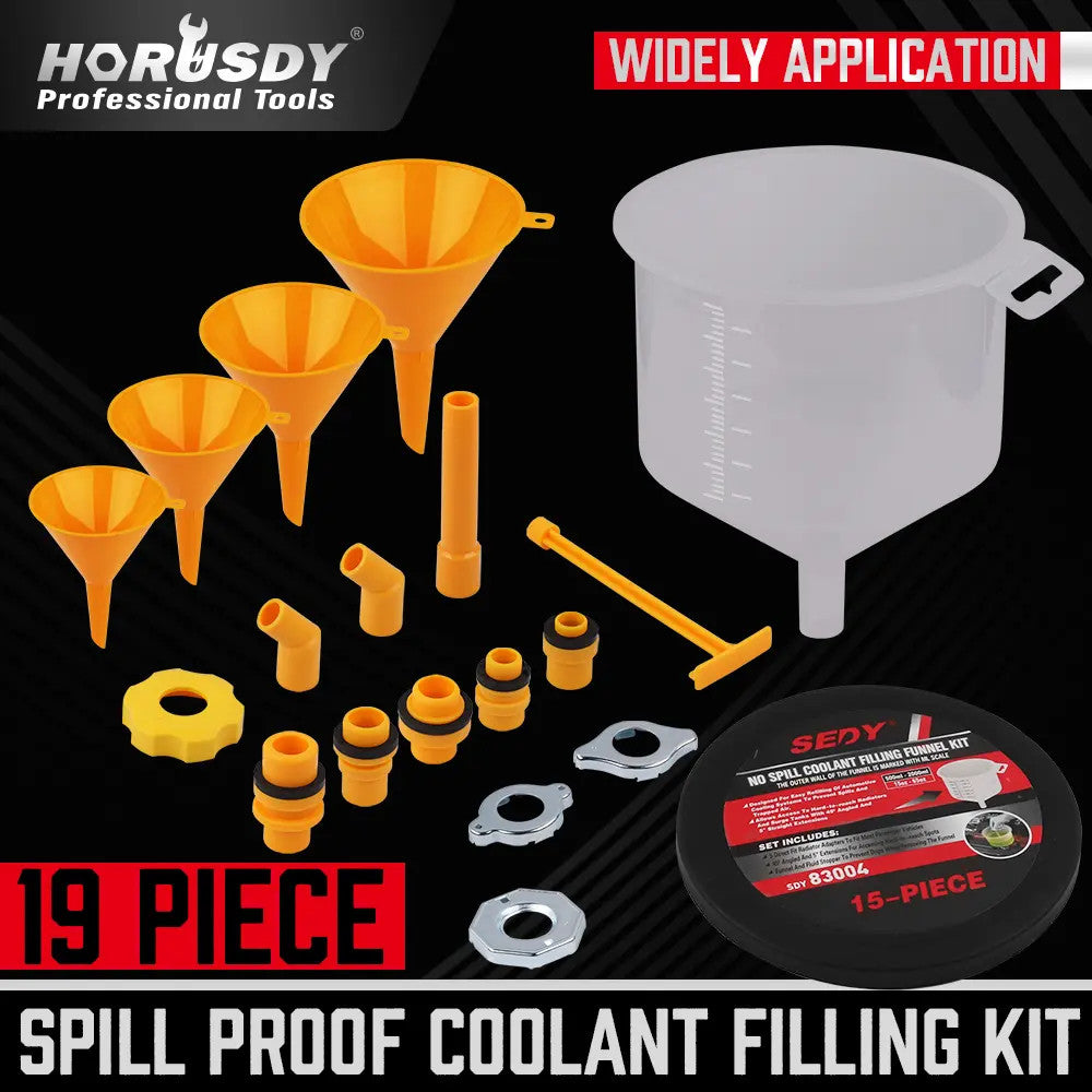19-Spill Proof Radiator Coolant Filling Funnel Kit Car Auto Fluid