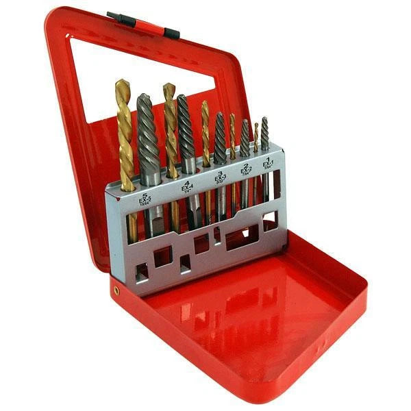 Neilsen Screw Extractor & Drill Set Spiral Extractors + Titanium Hss