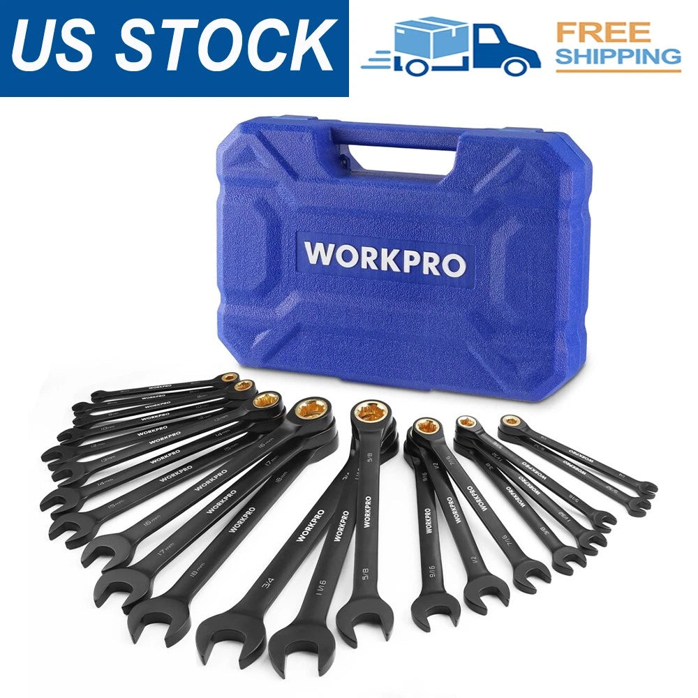 Workpro Ratcheting Wrench Set, 72 Teeth Anti-slip With Organizer Box
