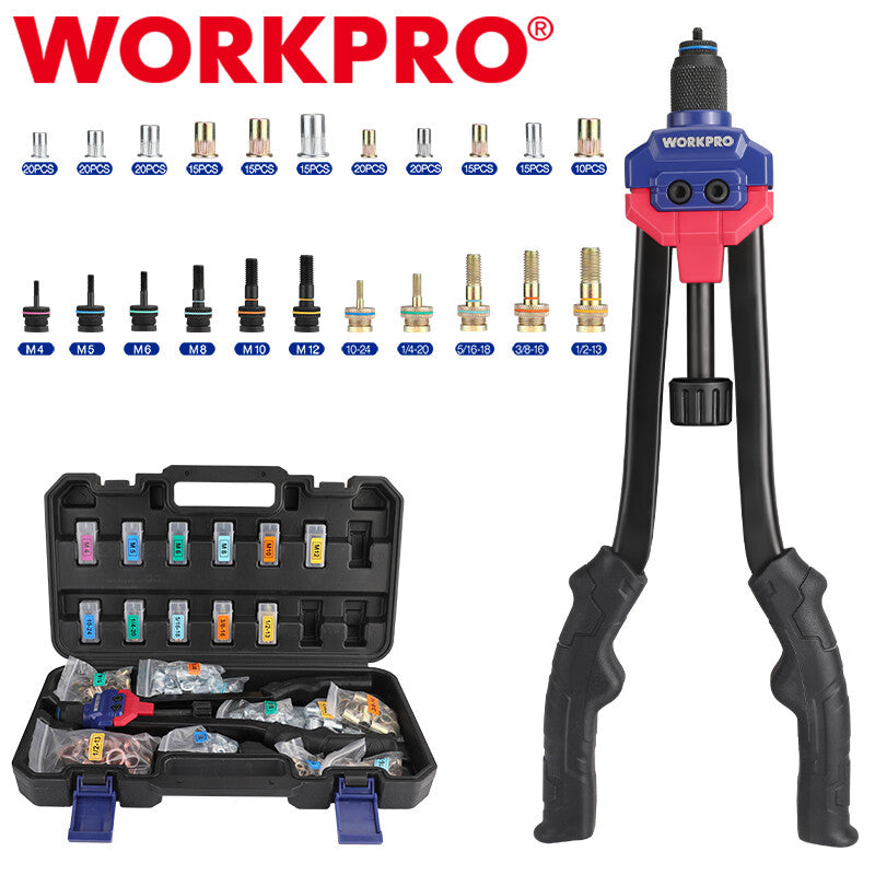Workpro 16" Rivnut Tool Kit 11 Metric & Sae Mandrels Hand Nutsert