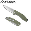 Flissa Folding Pocket Tactical Knife W/g10 Handle D2 Blades Liner