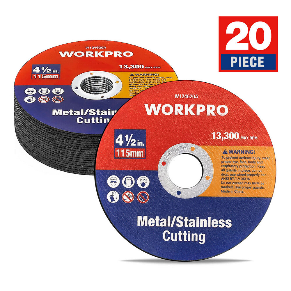 WORKPRO 20pk Cut-Off Wheels 4-1/2 x 7/8-inch by WORKPRO
