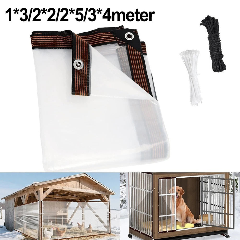 Waterproof Clear Tarpaulin With Reinforced Corners And Eyelets For