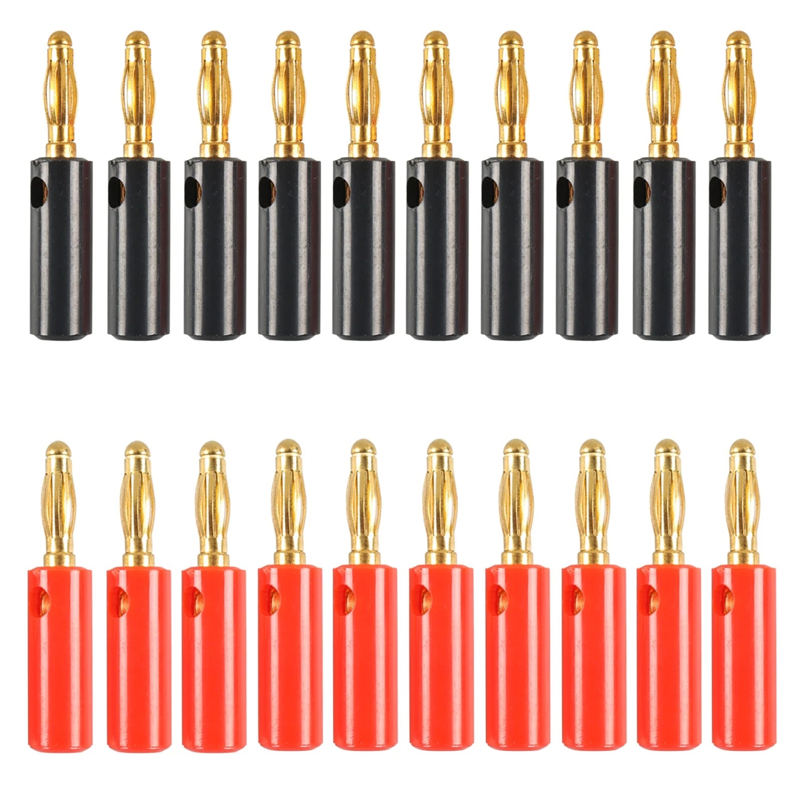 Set 4mm Gold-plated Banana Plugs Screw Type Speaker Wire Connectors