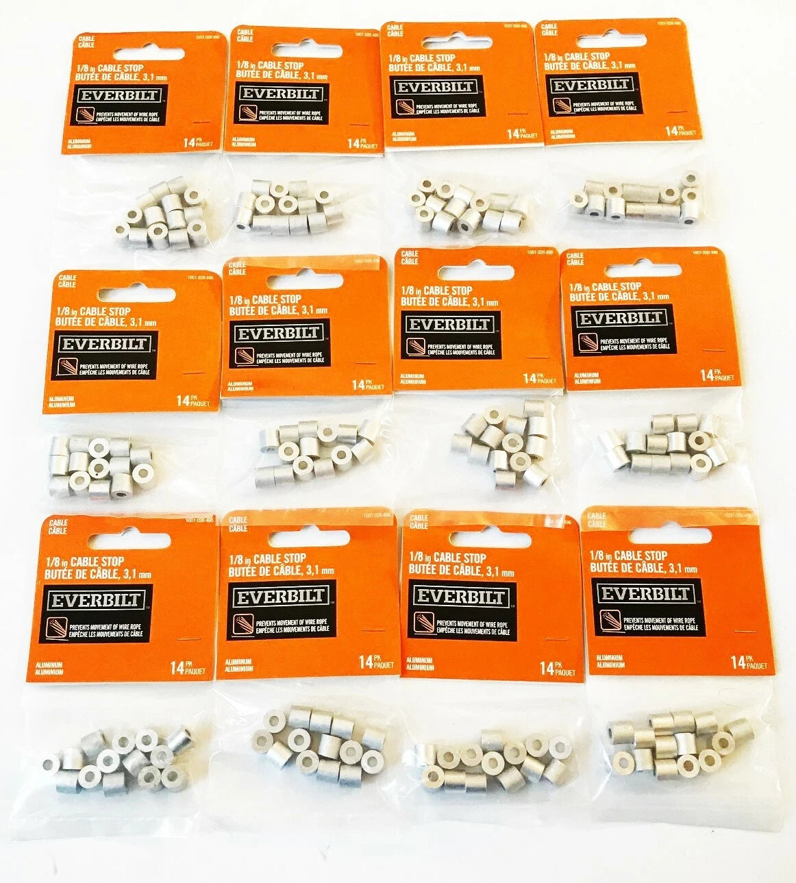 Everbilt 1/8" Aluminum Cable Stops Sleeves Swage Wire Rope Cable
