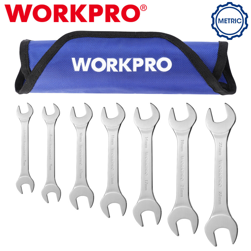 WORKPRO 7PC Wrench Set 5.5 to 23 mm Ultra-Slim Open End Thin Wrenches
