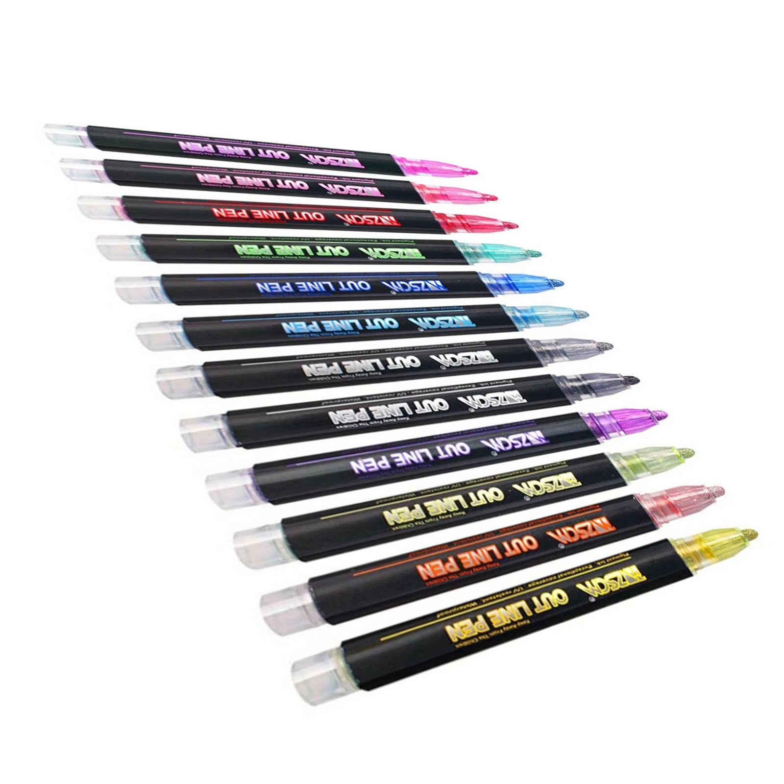 Outline Metallic Marker Pen Double Line Marker Pens Writing Drawing