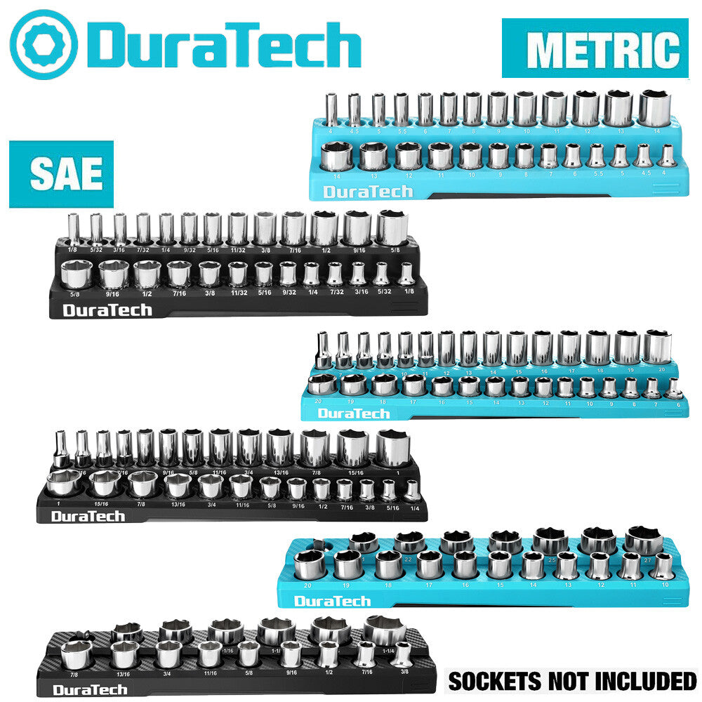 DURATECH 1/4"/3/8"/1/2" Magnetic Sockets Organizer Set Socket Holders