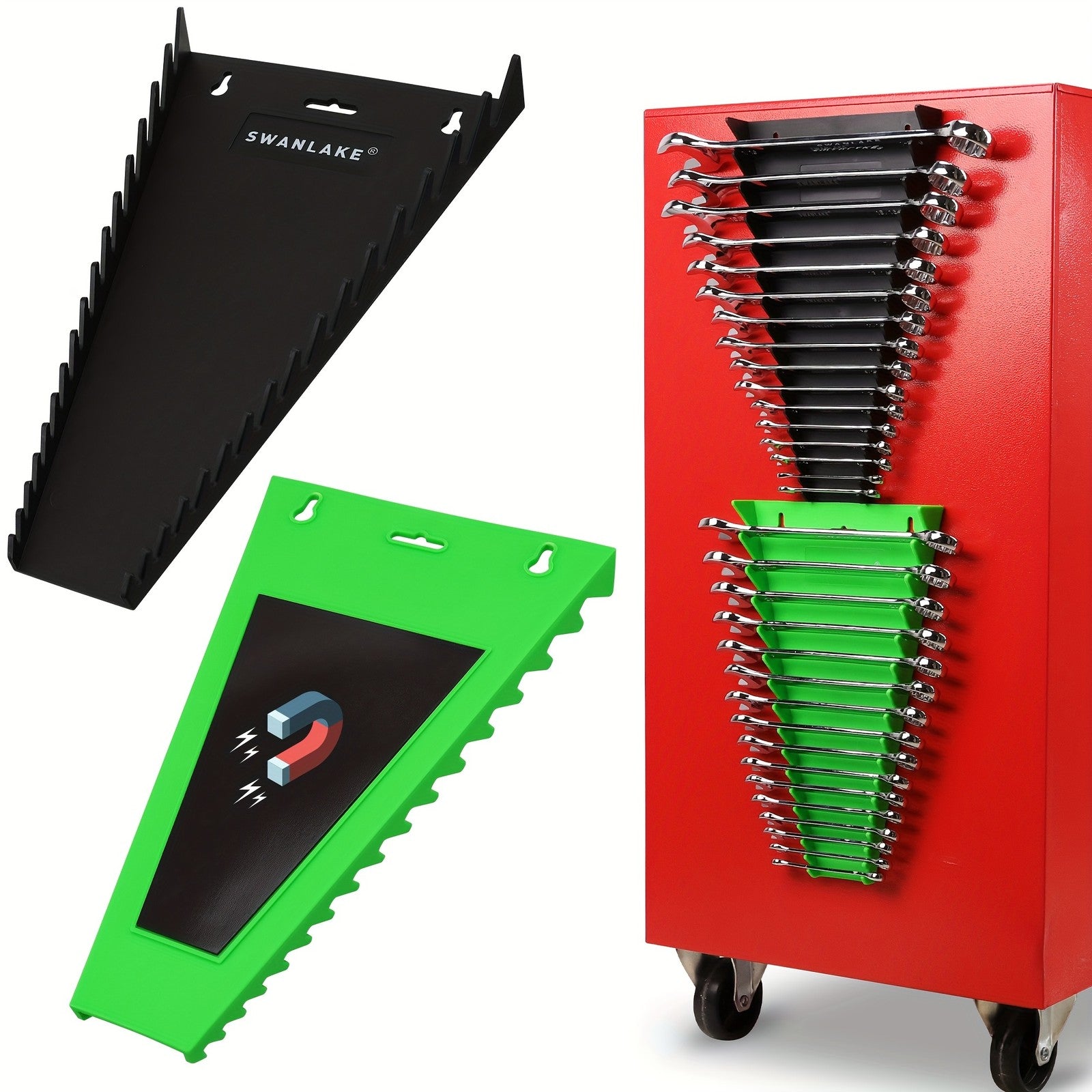Magnetic Wrench Organizer Holder 4PC Tool Storage SAE (1/4-1/16")