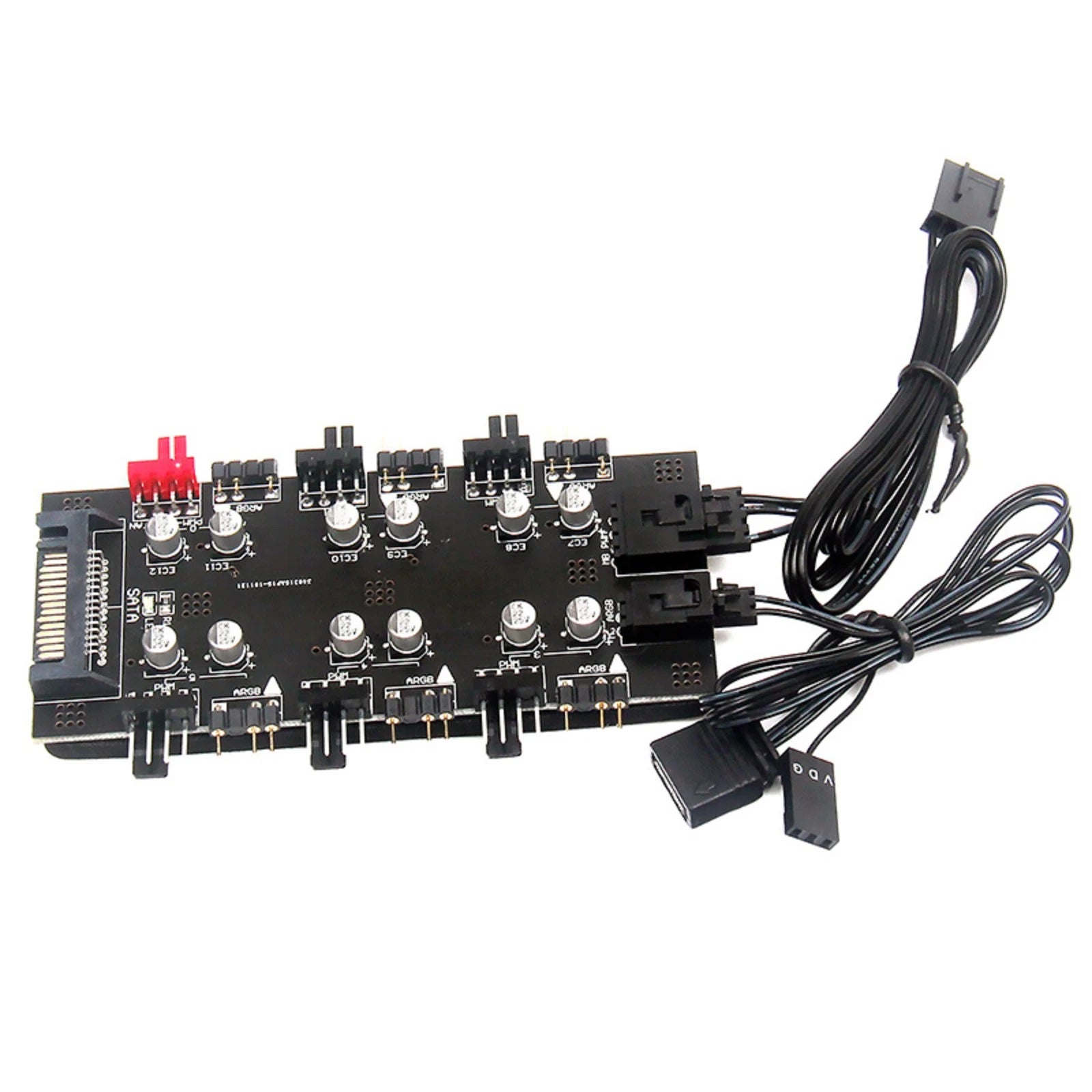12V Sata 1 To 6 Way Pwm /Argb Device Expander 4-pin Cooling Fans Hub