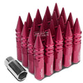 M12x1.5 107mm Tall 20mm Od Pink Aluminum Jdm Spiked Cap Lug