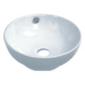 Rok Round Bowl Shaped Bathroom Vessel Sink, 16-1/2" Diameter, White