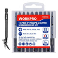 WORKPRO 10pcs Magnetic Slotted Phillips Screwdriver Bit Set