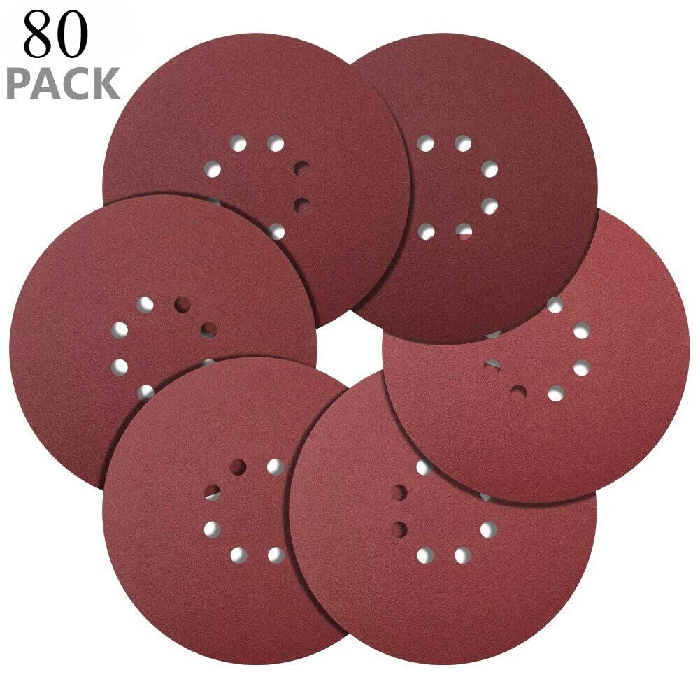80 Pack 9 Inch Aluminum Oxide Sanding Discs 60 Grit
