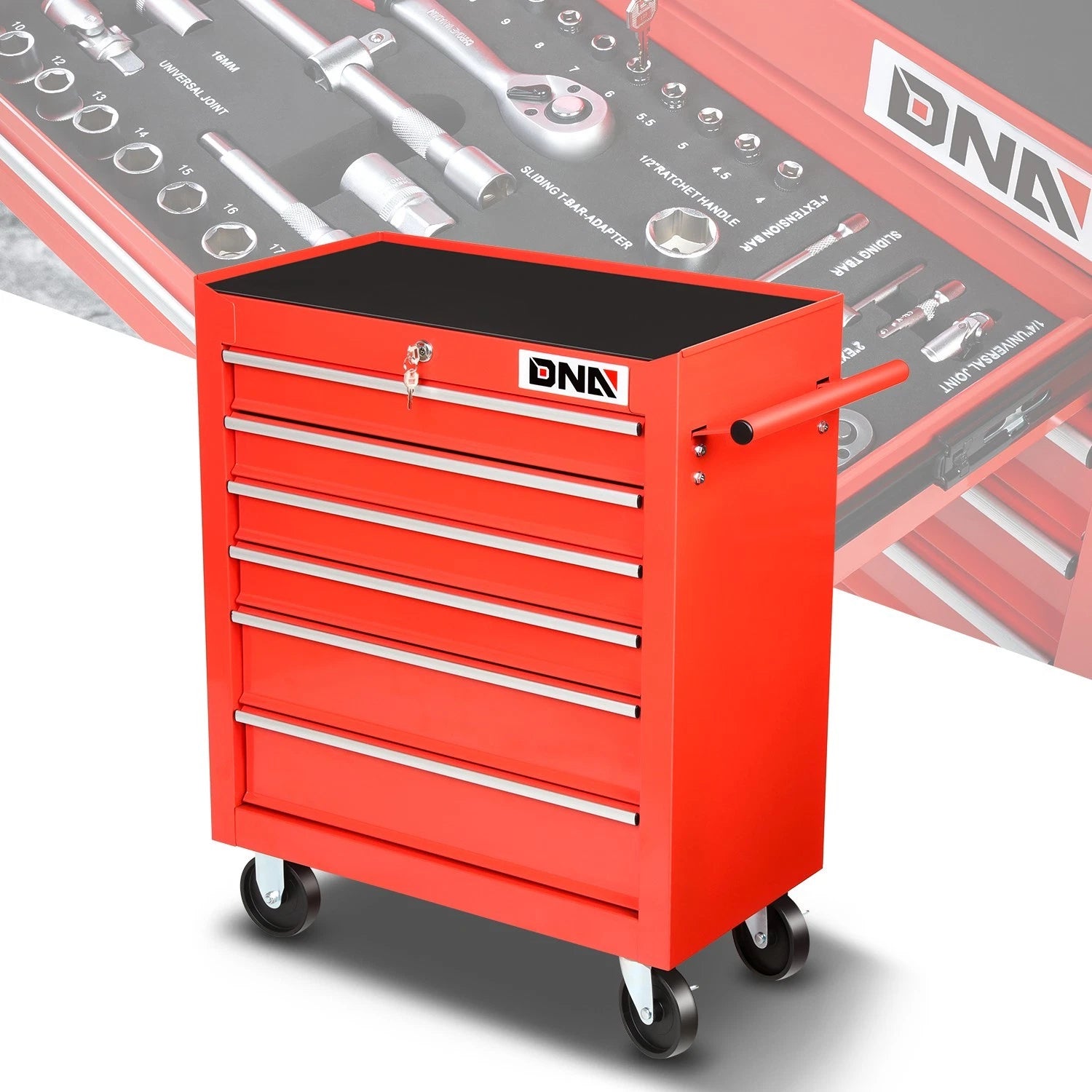 Red 6 Drawer Rolling Tool Trolley Cabinet W/ | Built Supply Co
