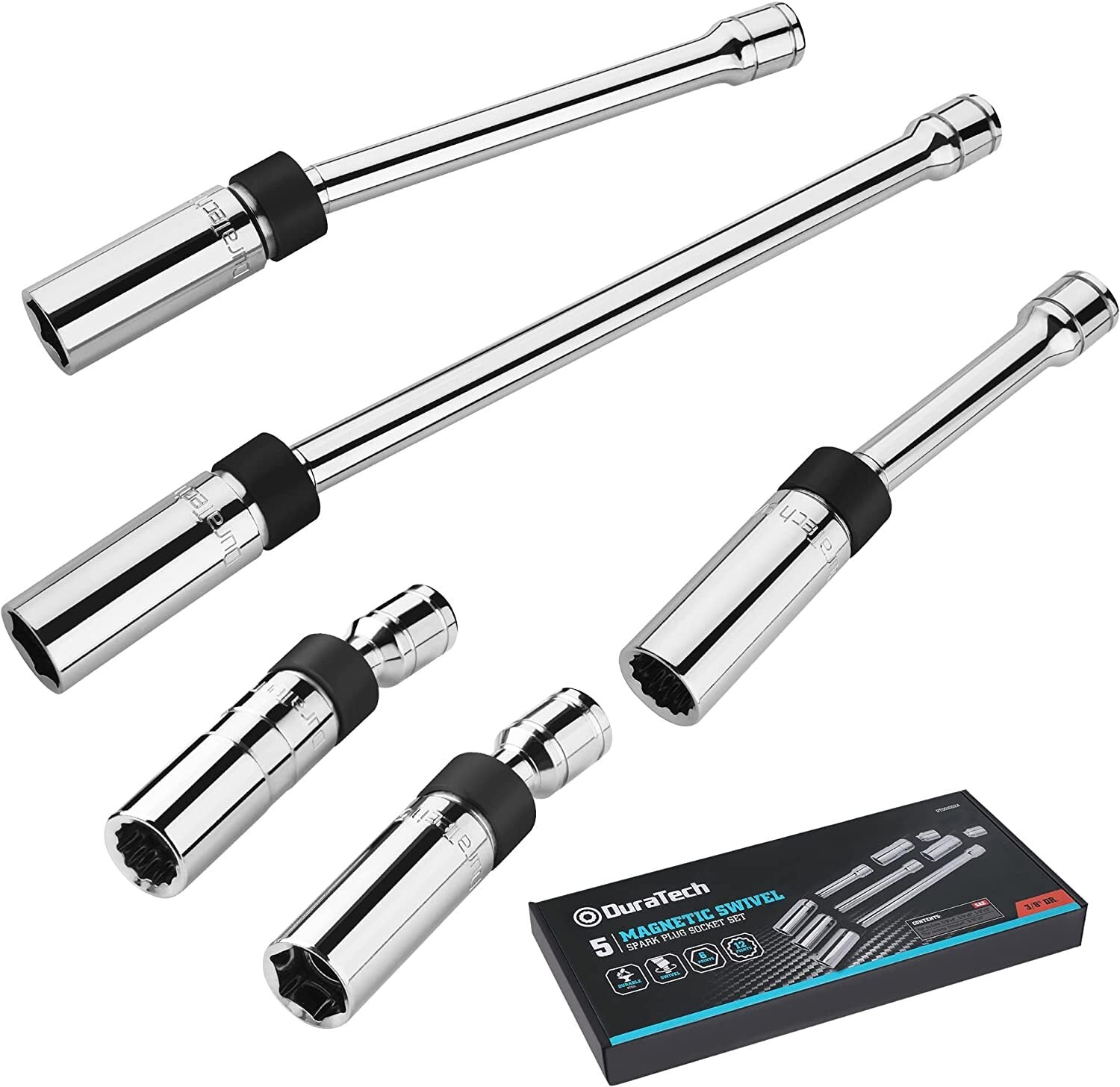 DURATECH 5 PC Magnetic Swivel Spark Plug Socket Set by DURATECH